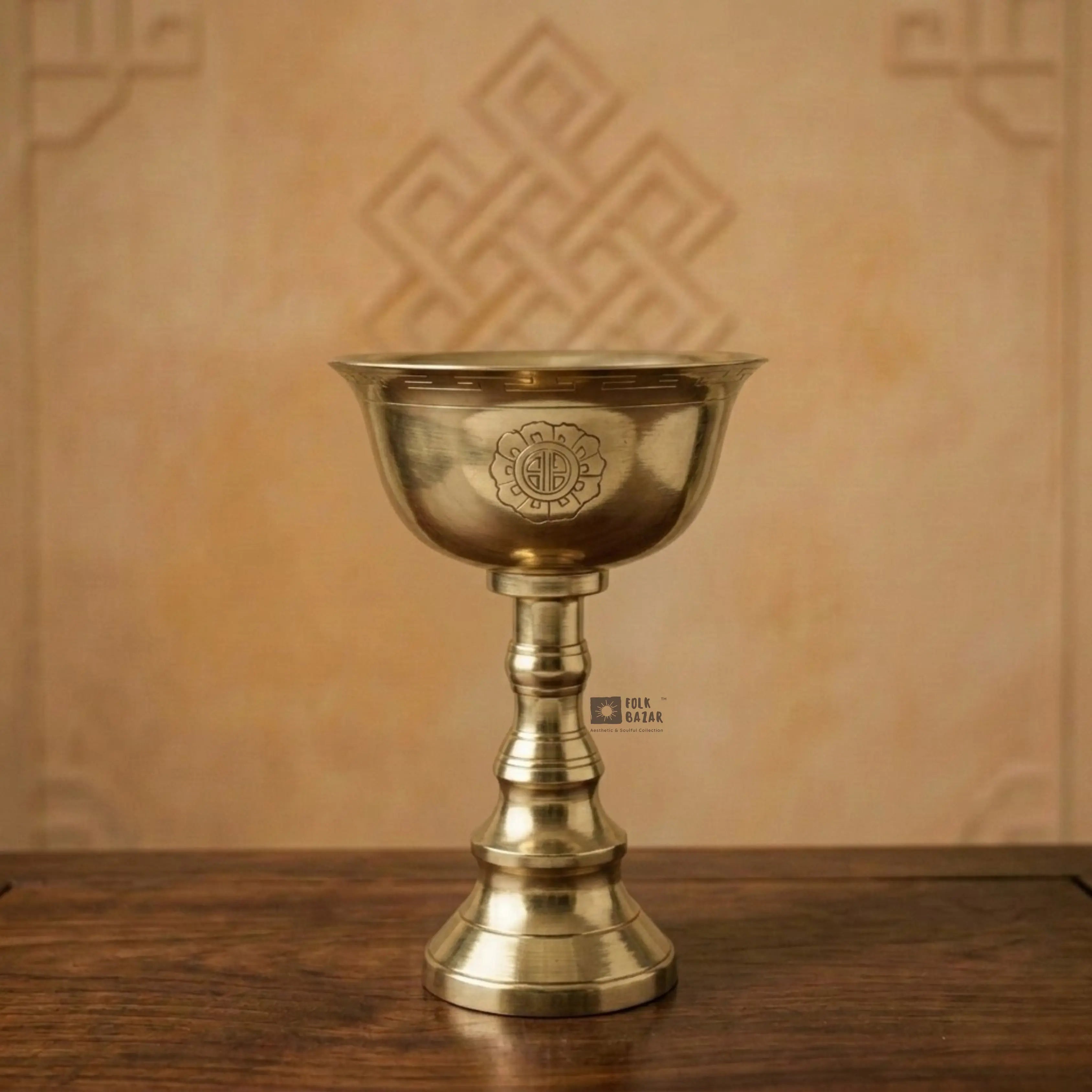 Brass Carved Butter Lamp
